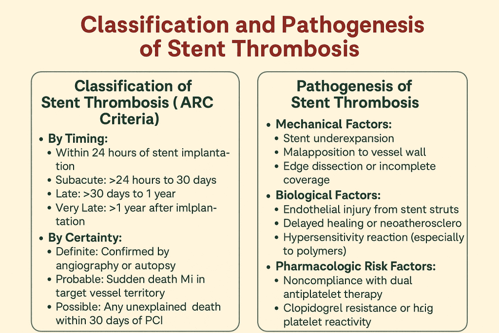 stent thrombosis, restenosis, coronary stent complications, ARC classification, stent thrombosis vs restenosis, neointimal hyperplasia, PCI complications, DAPT failure, interventional cardiology, drug-eluting stents"