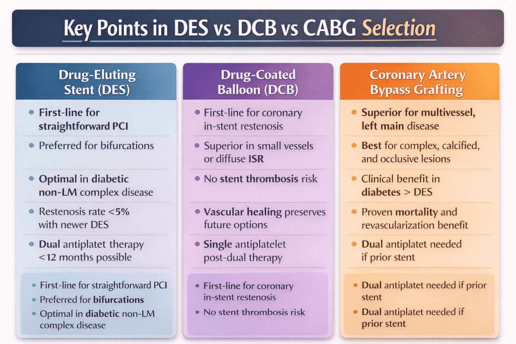 “Key Points in DES vs DCB vs CABG Selection”